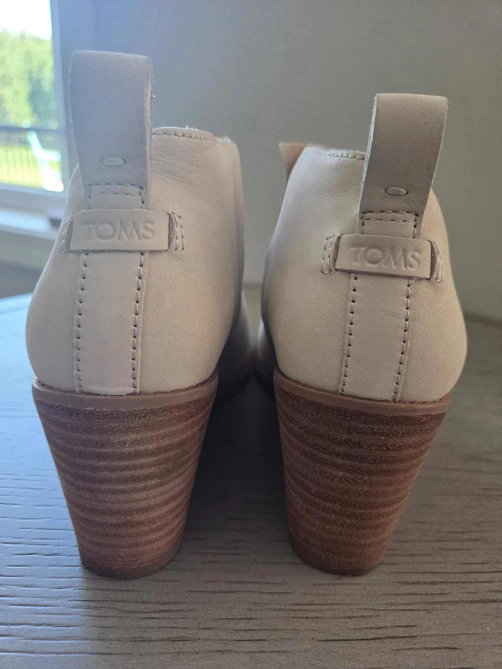 Toms Marta Wedge Bootie In Sand Leather Womens 6.5